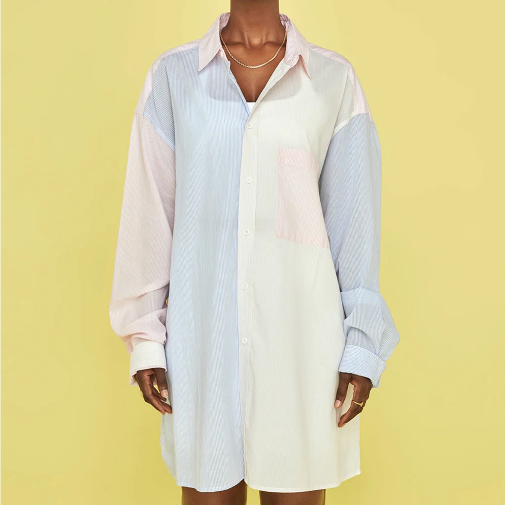 Blanca Benny Shirt Xs/Small Stripes Button Down Top Pink Blue White
